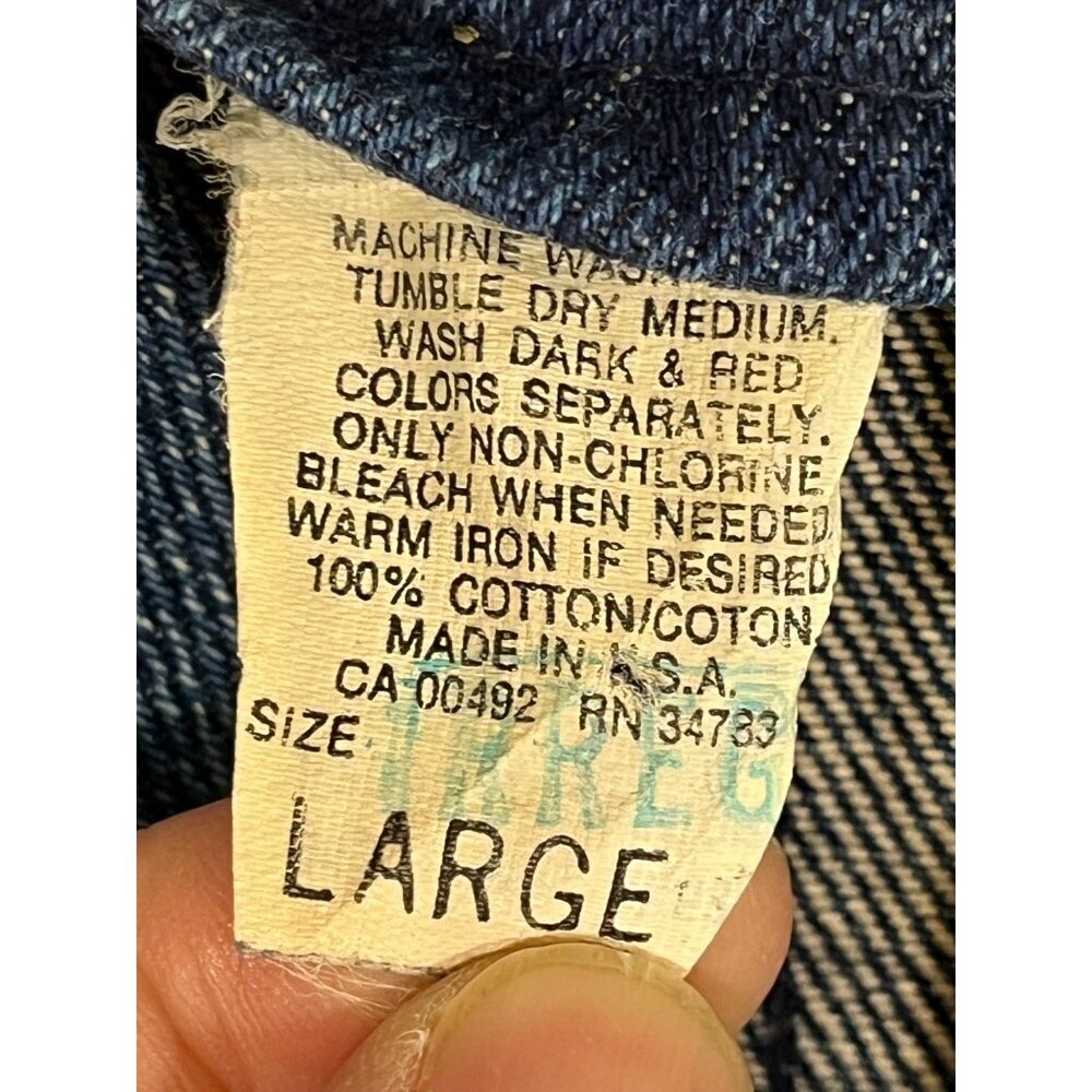 Vintage Lee Denim Corduroy Chore Coat L Blue Jean Duster Trench Barn 70s Work - Picture 9 of 15